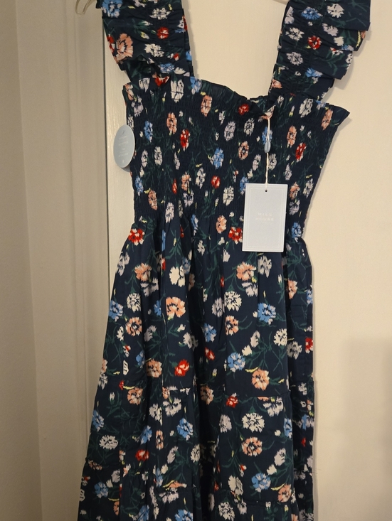 Hill House Dresses & Skirts - Hill House Ellie Nap Dress Navy Blue Floral Smocked Flutter Sleeve, S